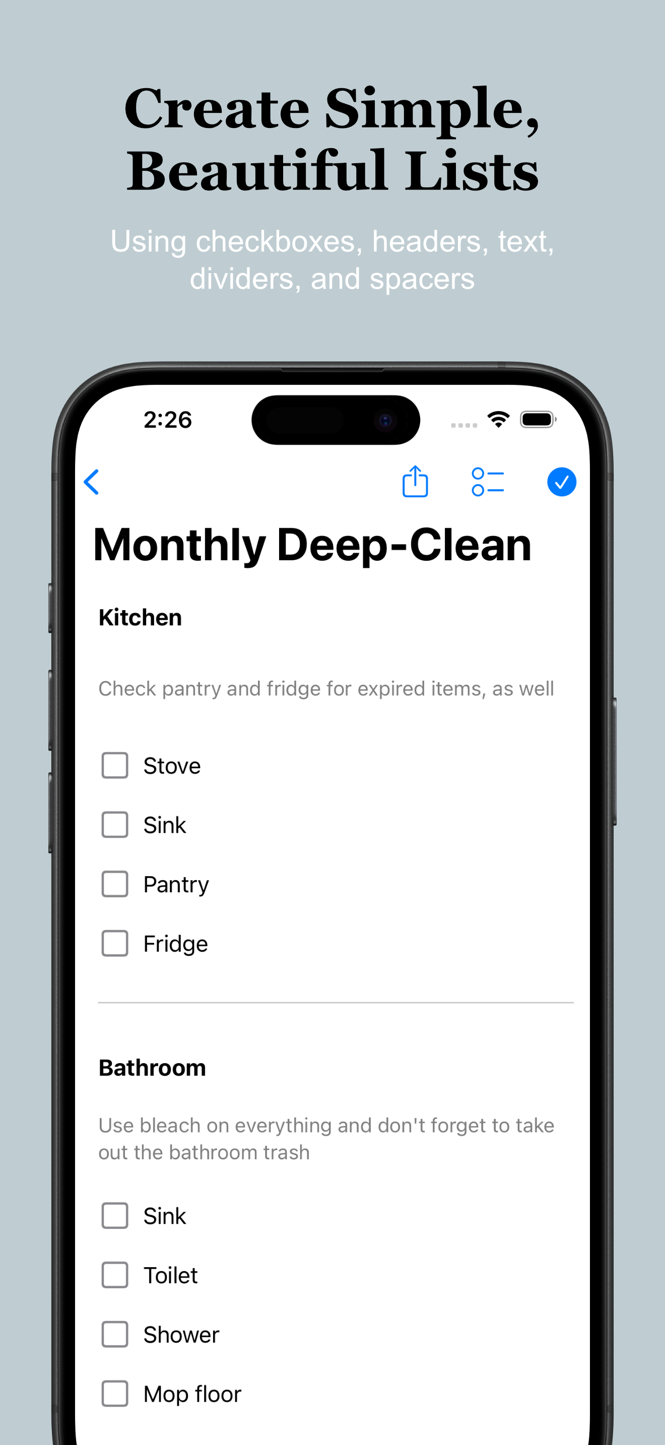 Checklist Archive iOS screenshot 2
