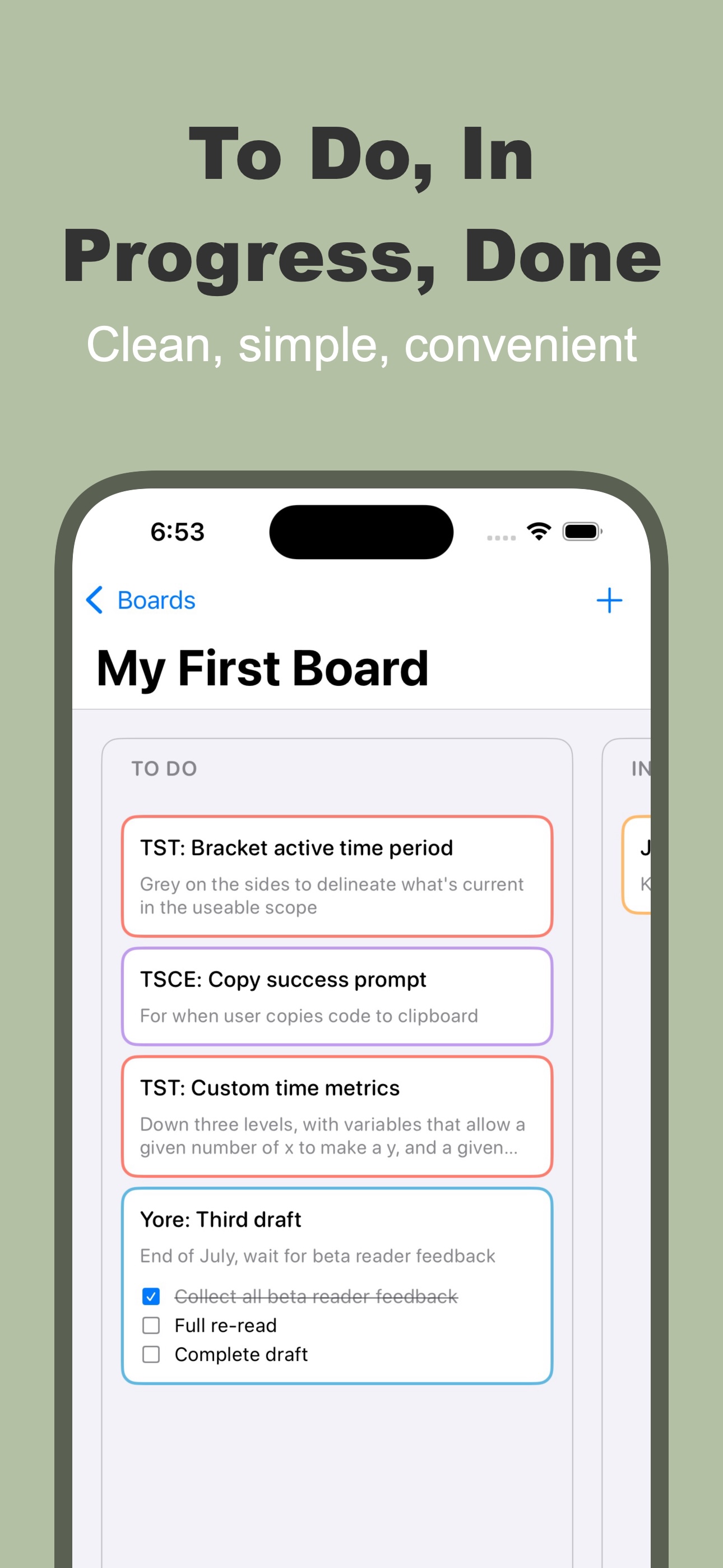 Truly Simple Kanban iOS screenshot 1
