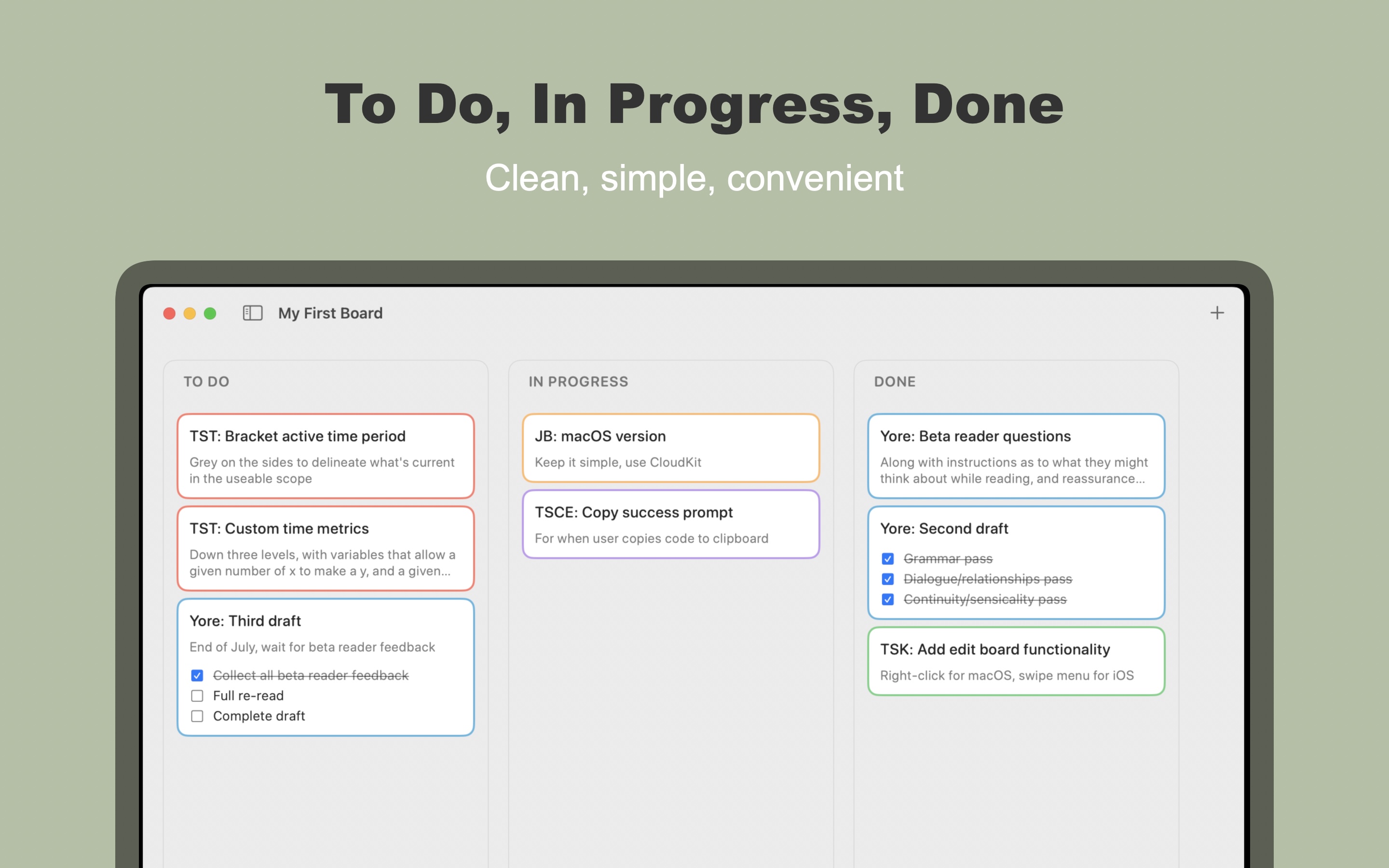 Truly Simple Kanban Mac screenshot 1
