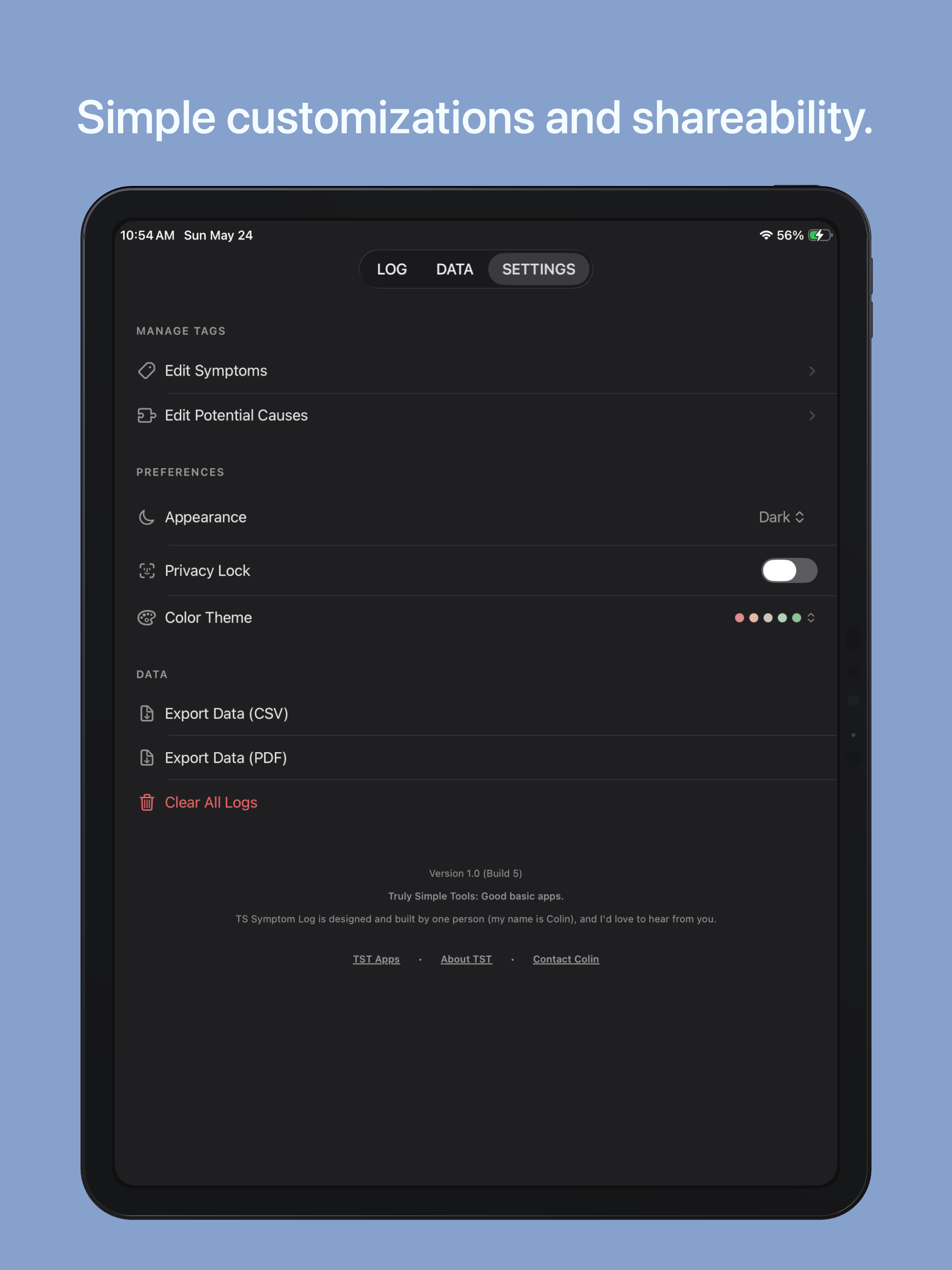 Truly Simple Symptom Log iPad screenshot 3