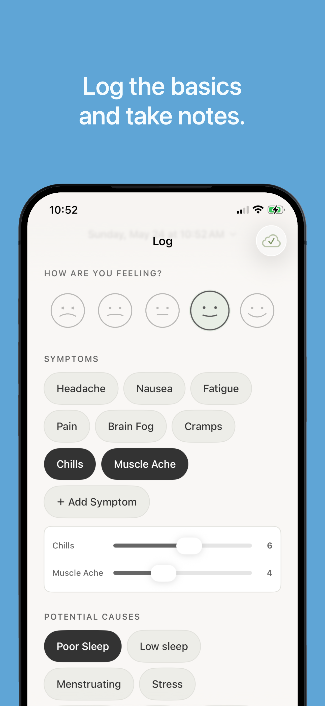 Truly Simple Symptom Log iOS screenshot 1
