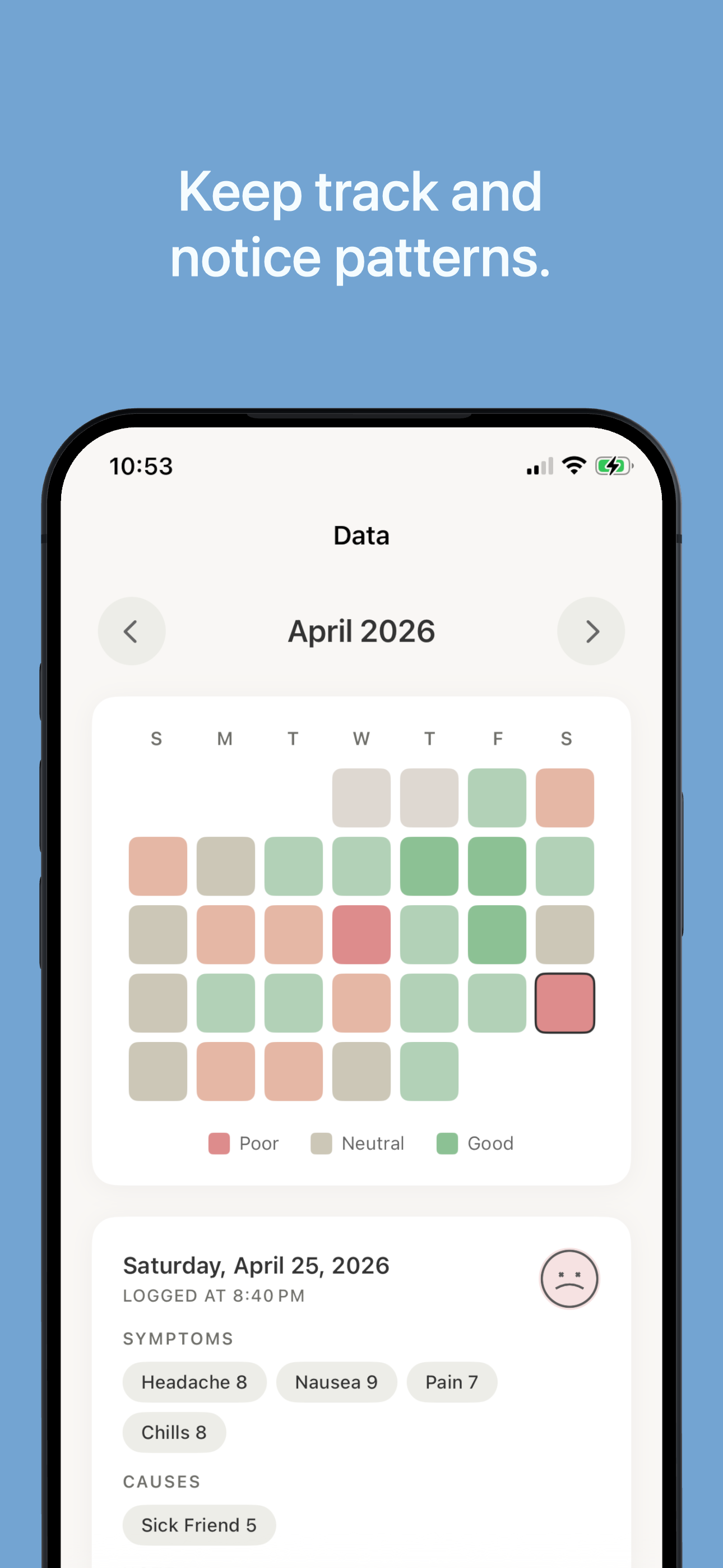 Truly Simple Symptom Log iOS screenshot 2