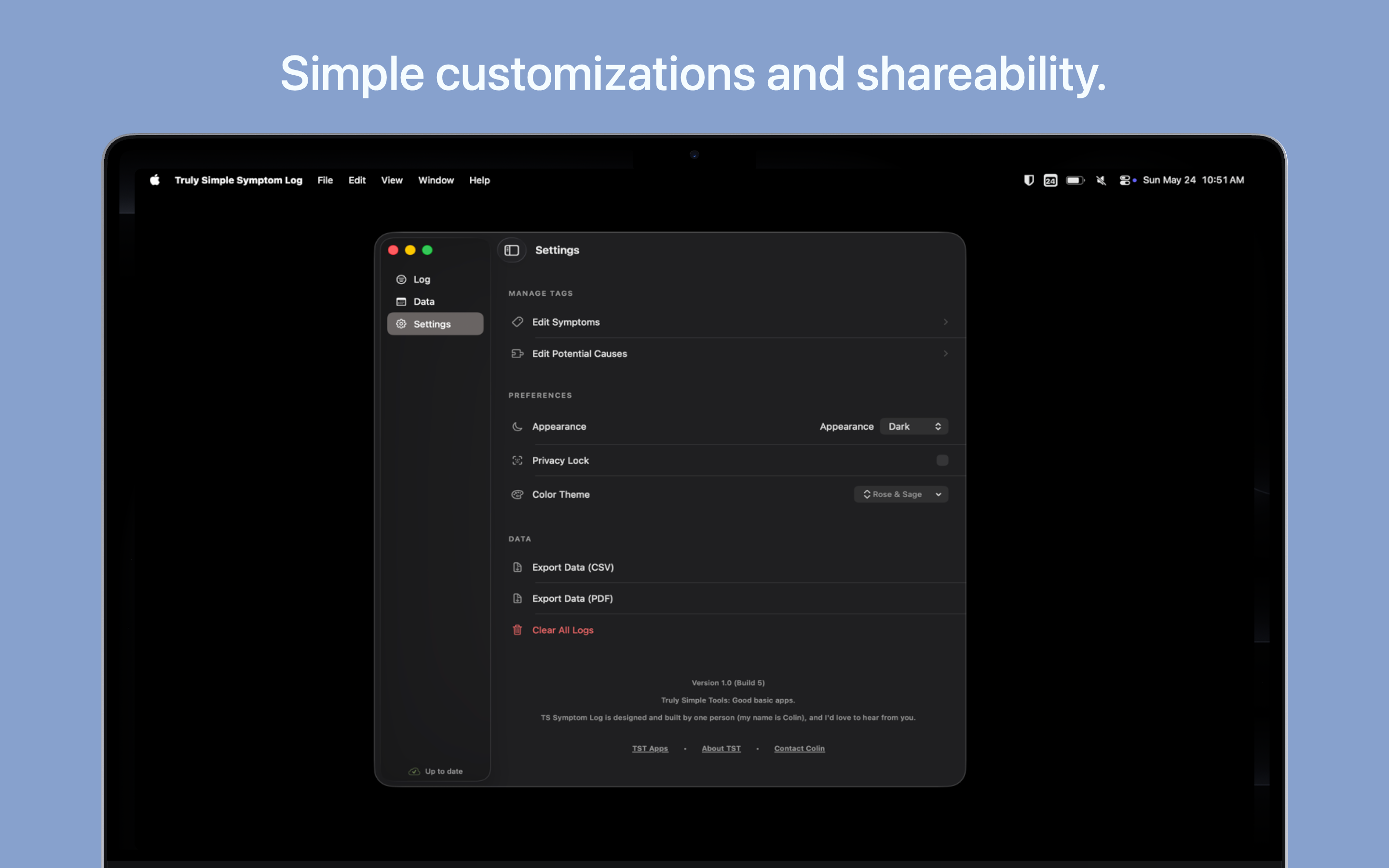 Truly Simple Symptom Log MacOS screenshot 3